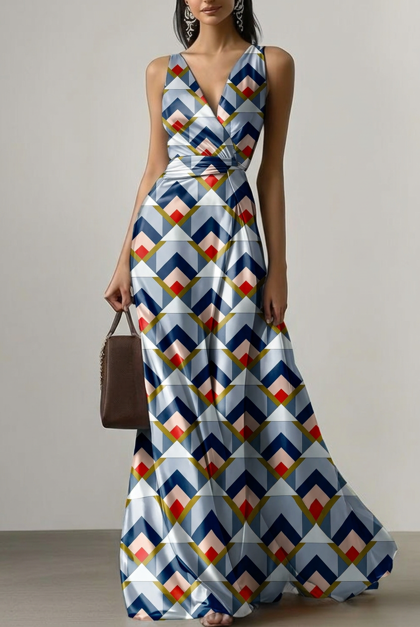 FS092 Blue Arrow Geometric Seamless Pattern