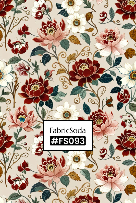 FS093 Vintage Peonies on Beige Floral Seamless Pattern