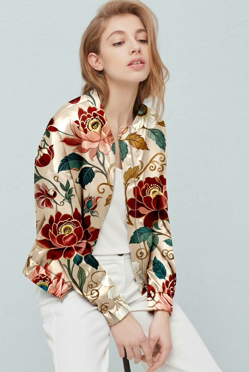 FS093 Vintage Peonies on Beige Floral Seamless Pattern