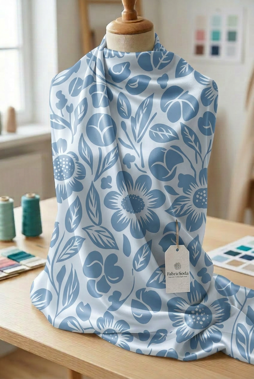 FS094 Light Blue Floral Seamless Pattern