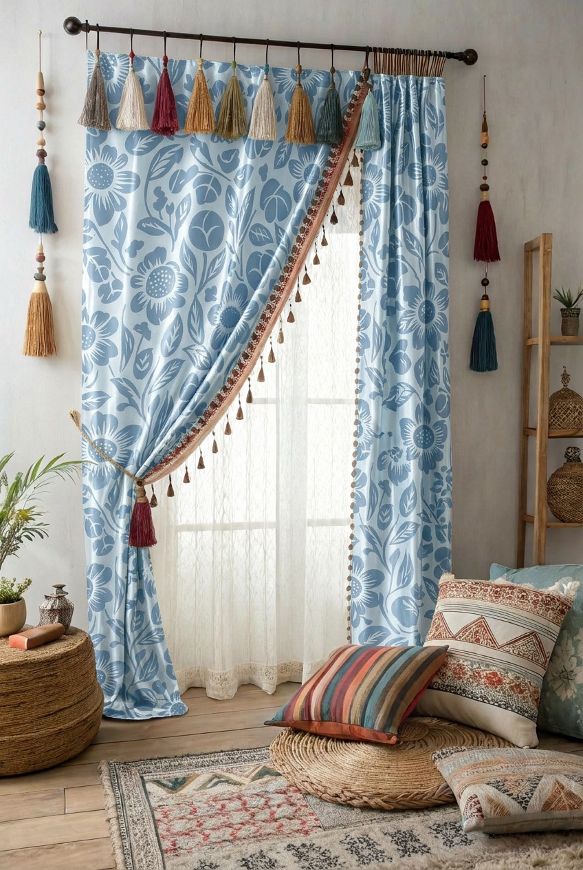 FS094 Light Blue Floral Seamless Pattern