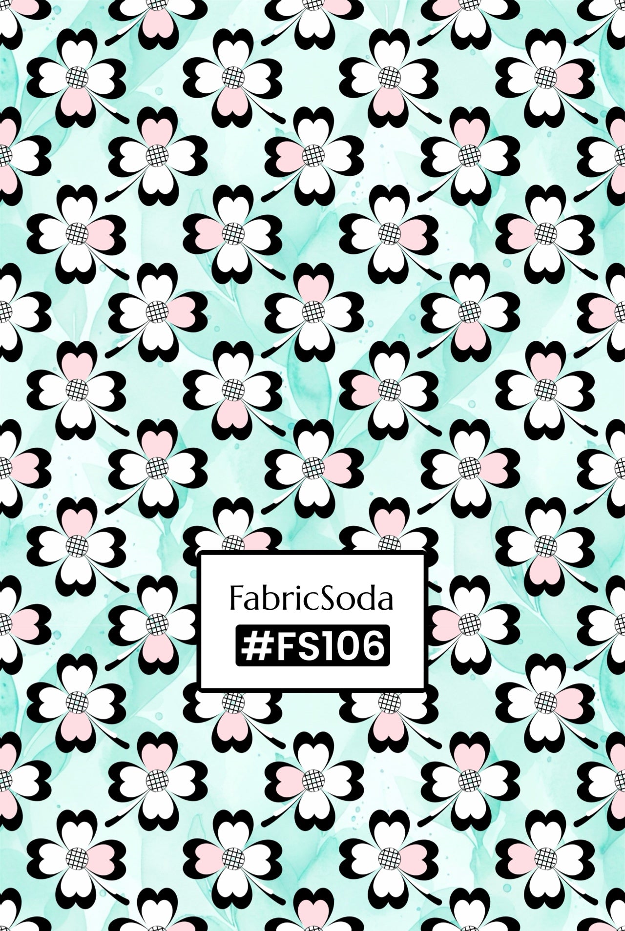 FS106 Pink Flowers on Teal Seamless Pattern