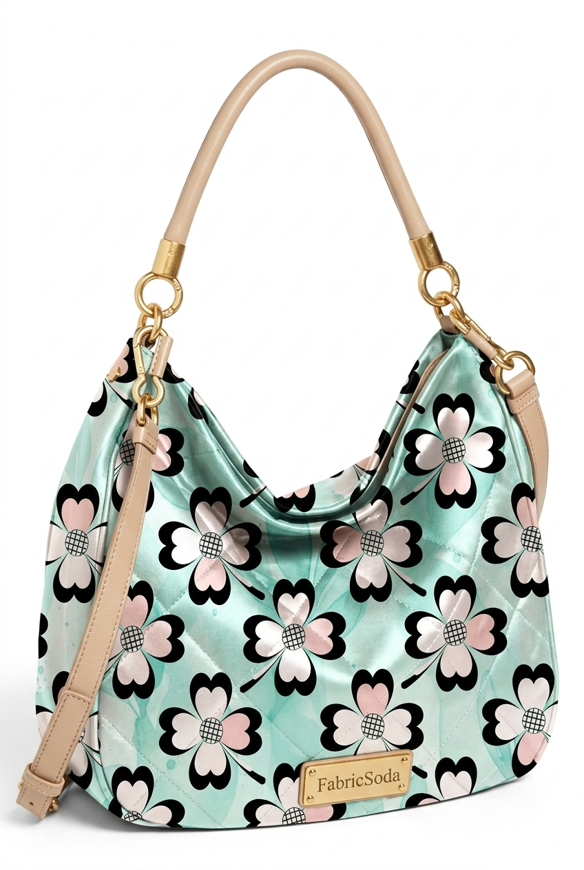 FS106 Pink Flowers on Teal Seamless Pattern
