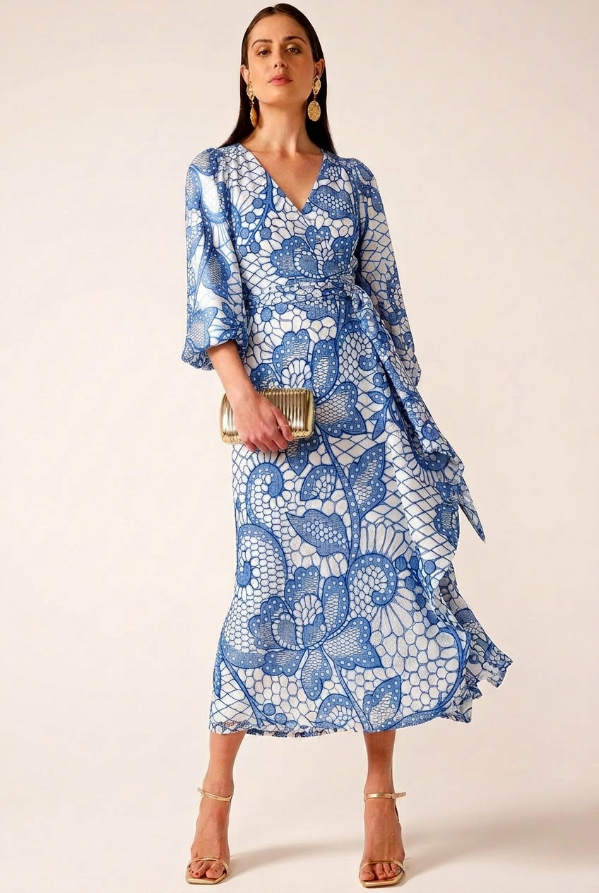 FS109 Blue Floral Lace Seamless Pattern