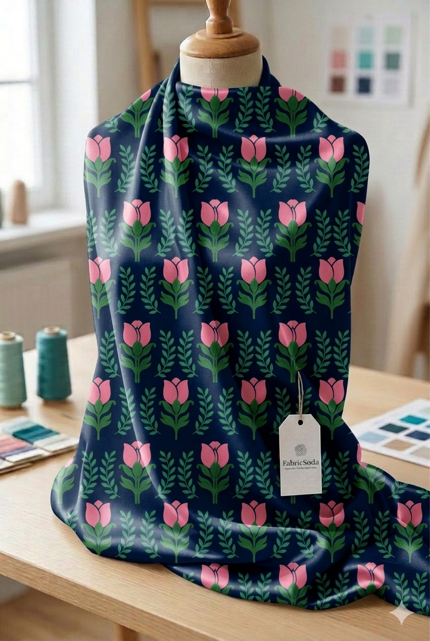 FS054 Green and Pink Floral Seamless Pattern