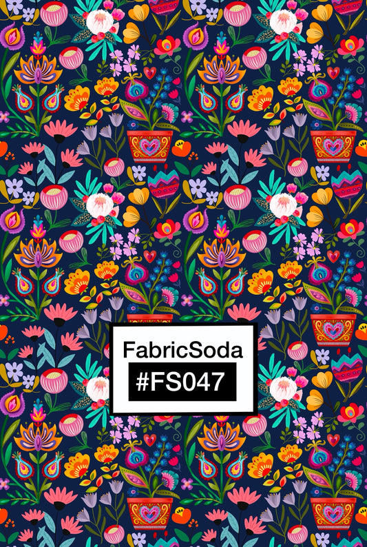 FS047 Navy Wildflower floral Seamless Pattern