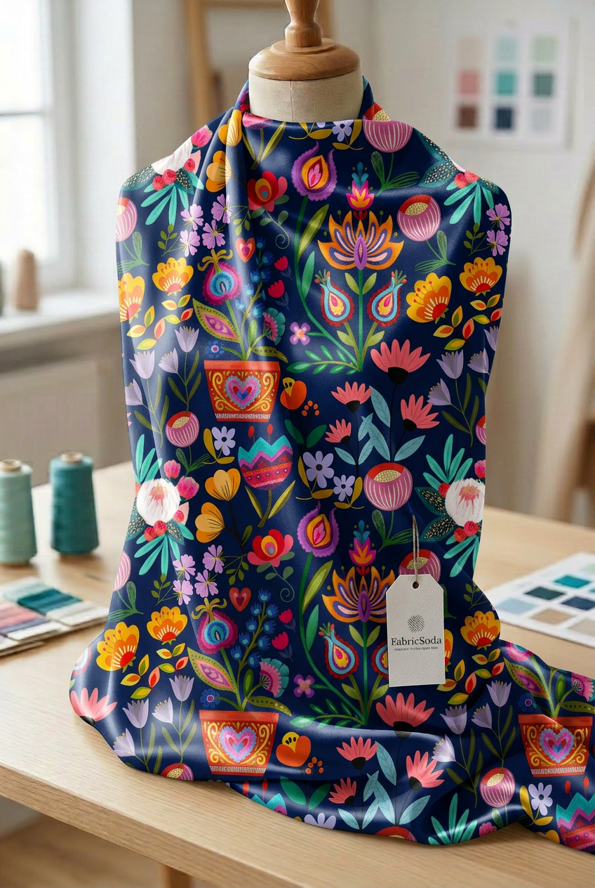FS047 Navy Wildflower floral Seamless Pattern
