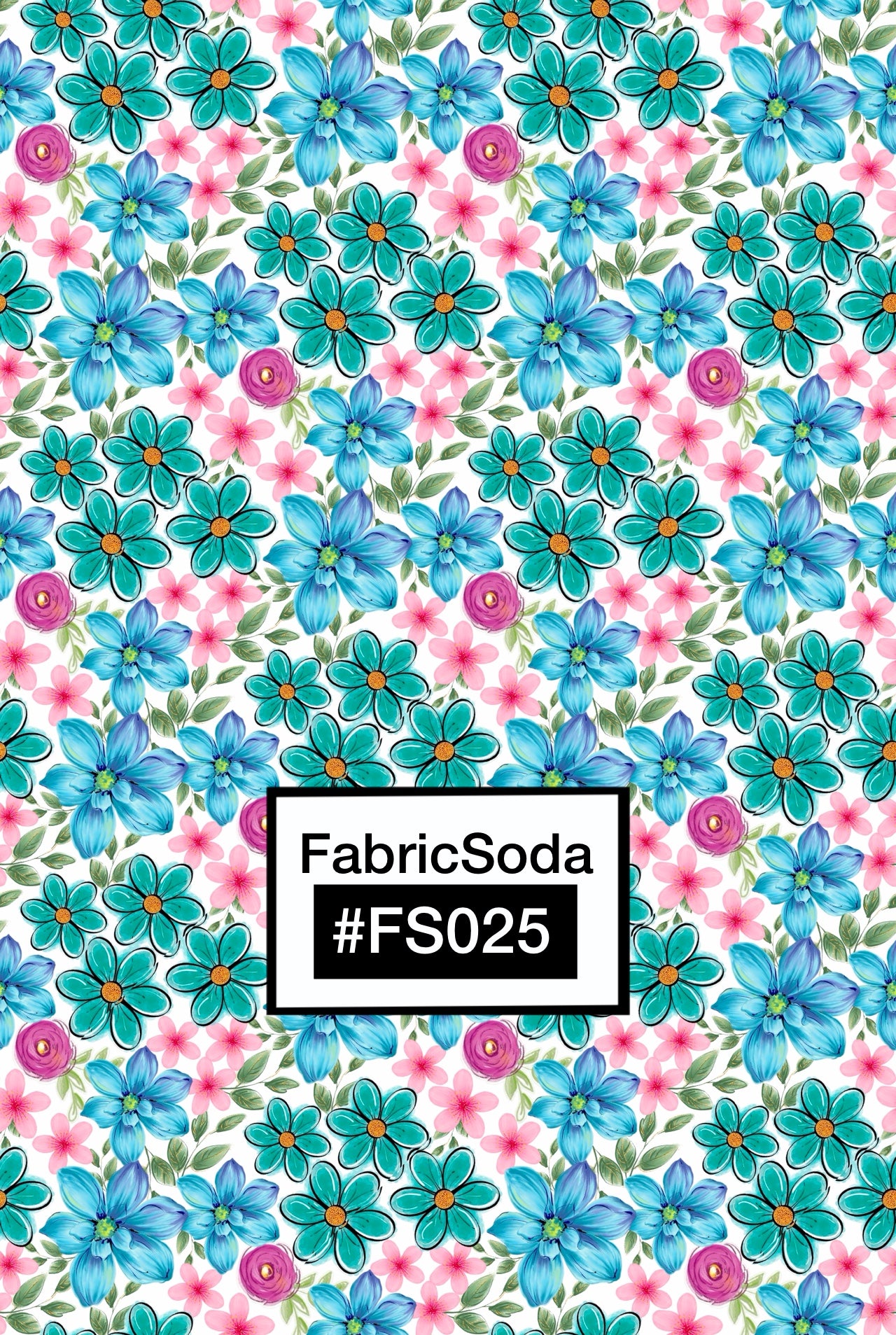 FS025 Watercolour Blue Floral Seamless Pattern
