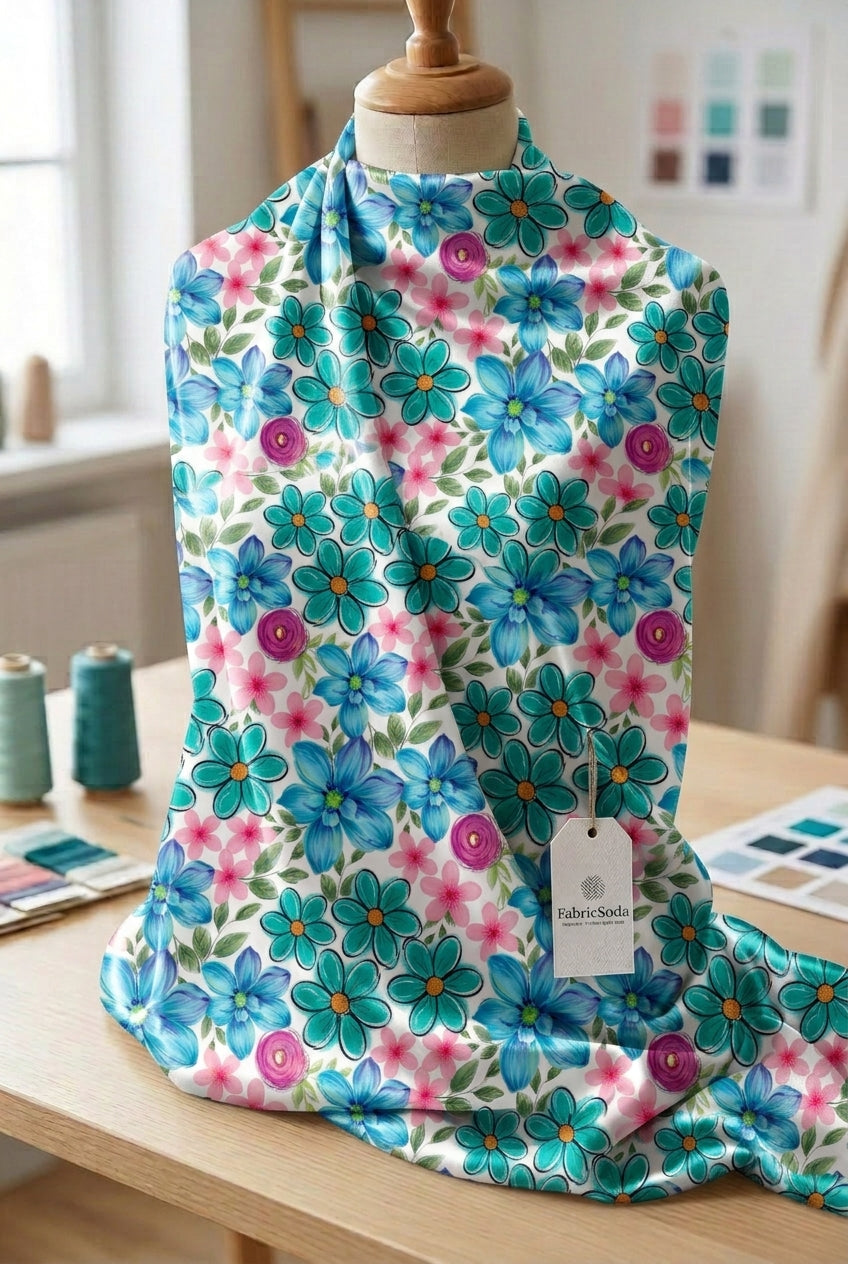 FS025 Watercolour Blue Floral Seamless Pattern