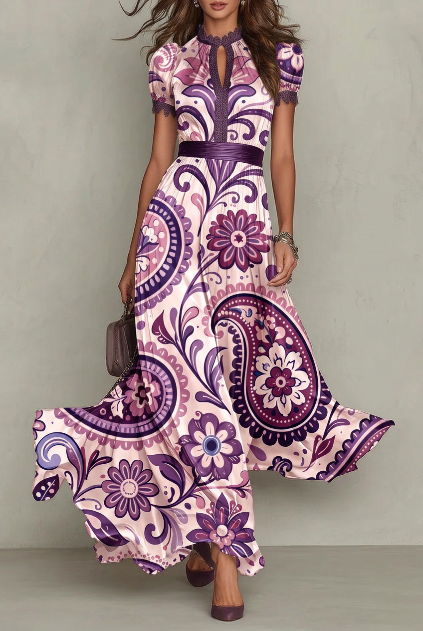 FS098 Pink Floral Paisley Seamless Pattern