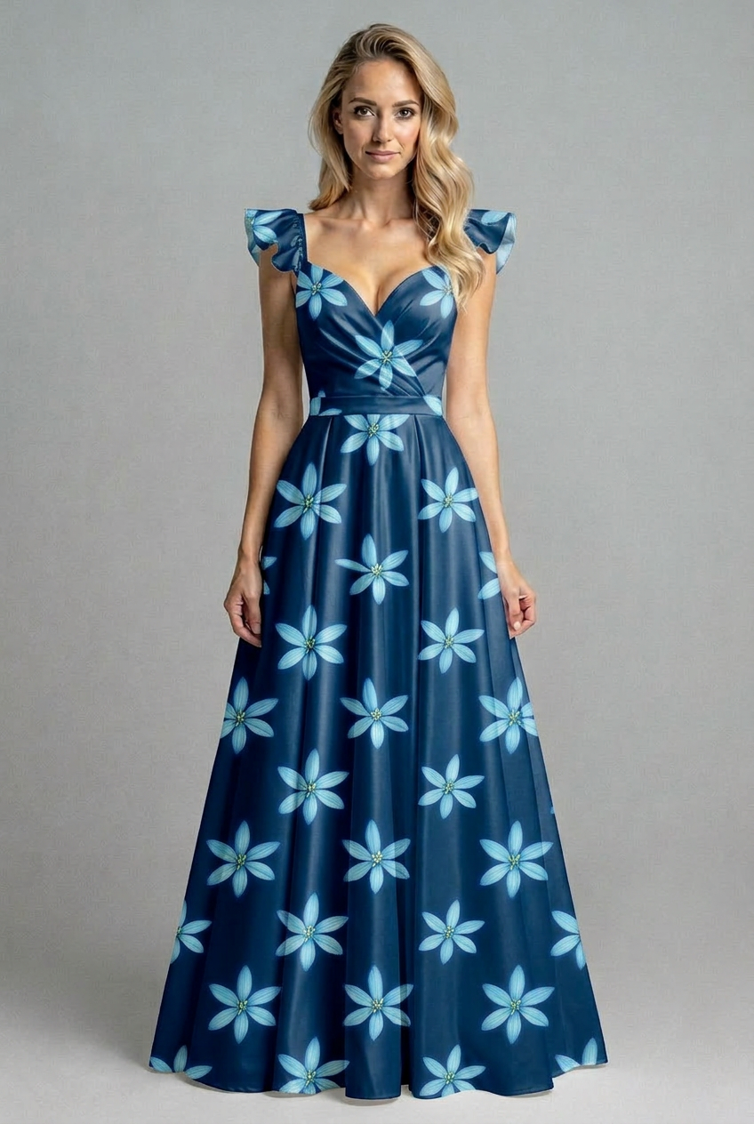FS075 Blue Floral Seamless Pattern