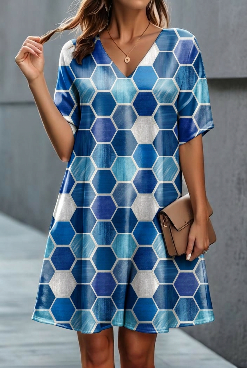 FS070 Blue Shades Geometric Seamless Pattern