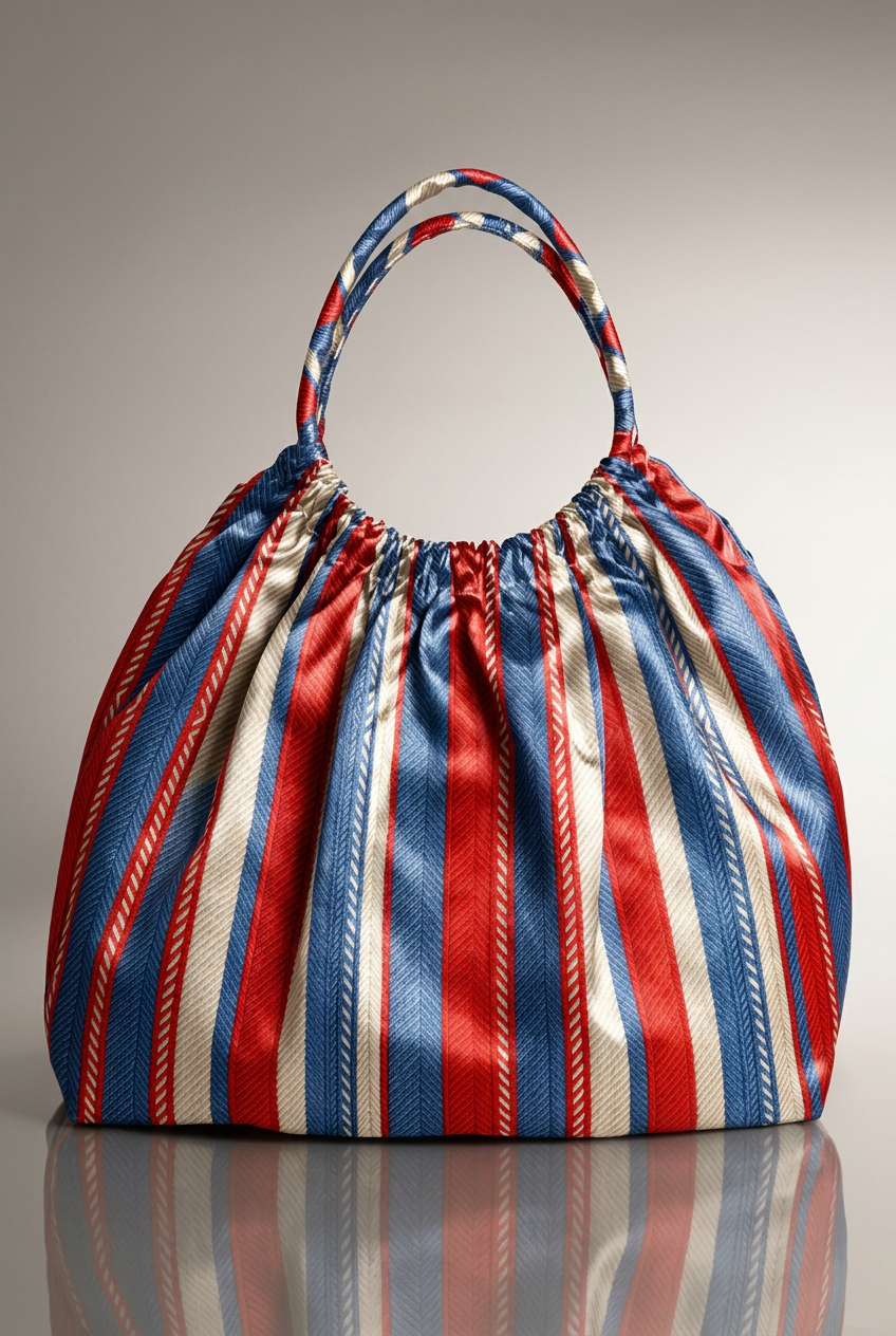 FS061 Red White Blue Embroidery Effect Striped Seamless Pattern