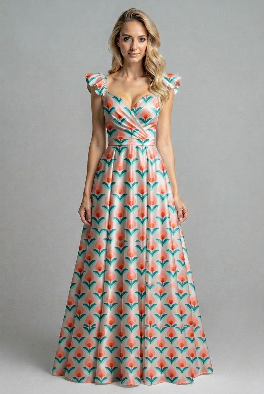 FS052 Peach Pink Floral Seamless Pattern