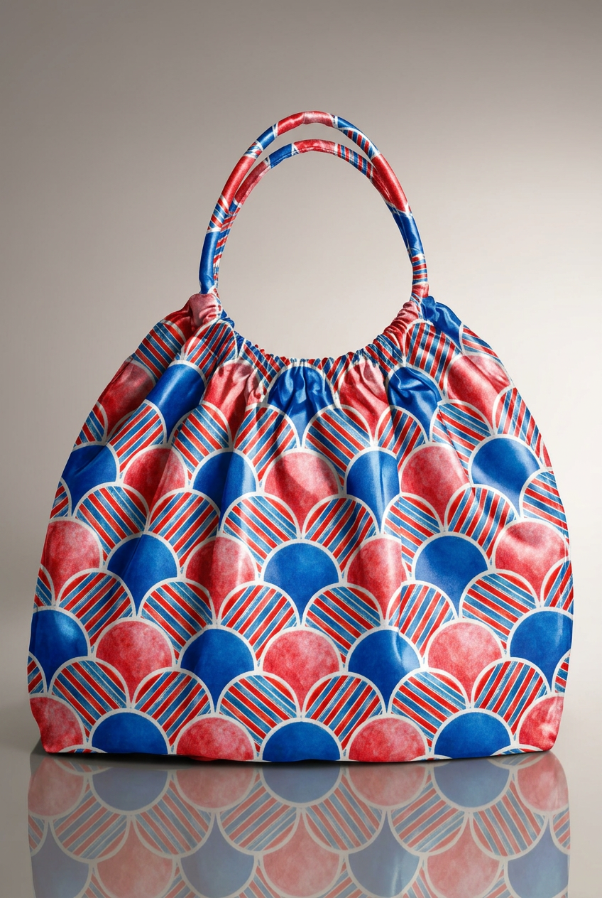 FS039 Red White Blue Japanese Scallops Seamless Pattern