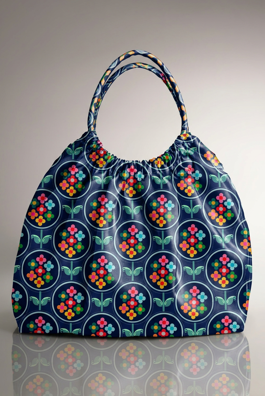 FS017 Navy Geometric Floral Seamless Pattern