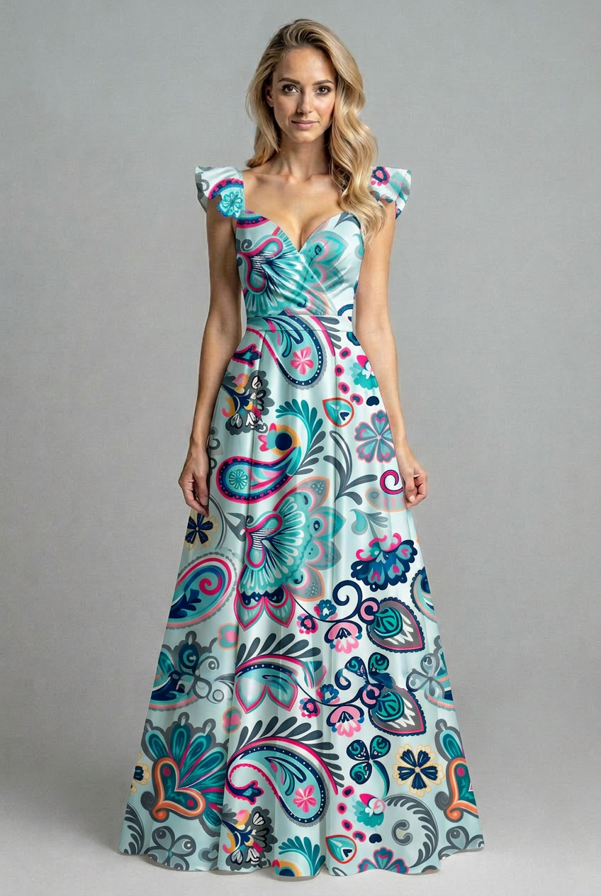FS013 Blue Paisley Seamless Pattern