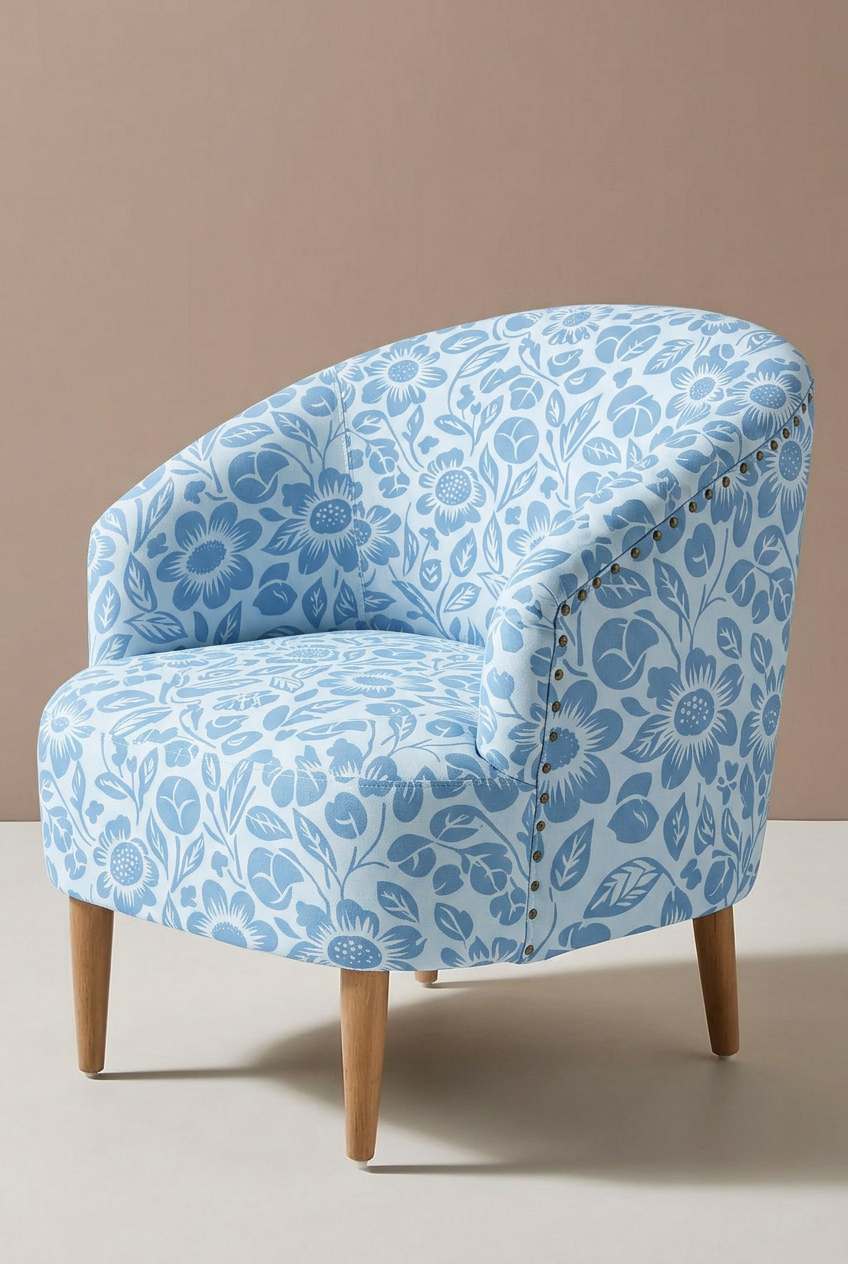 FS094 Light Blue Floral Seamless Pattern PNG