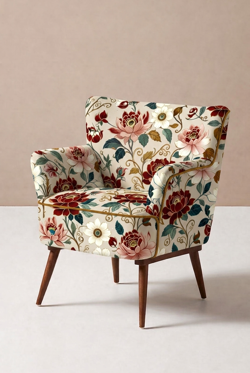 FS093 Vintage Peonies on Beige Floral Seamless Pattern