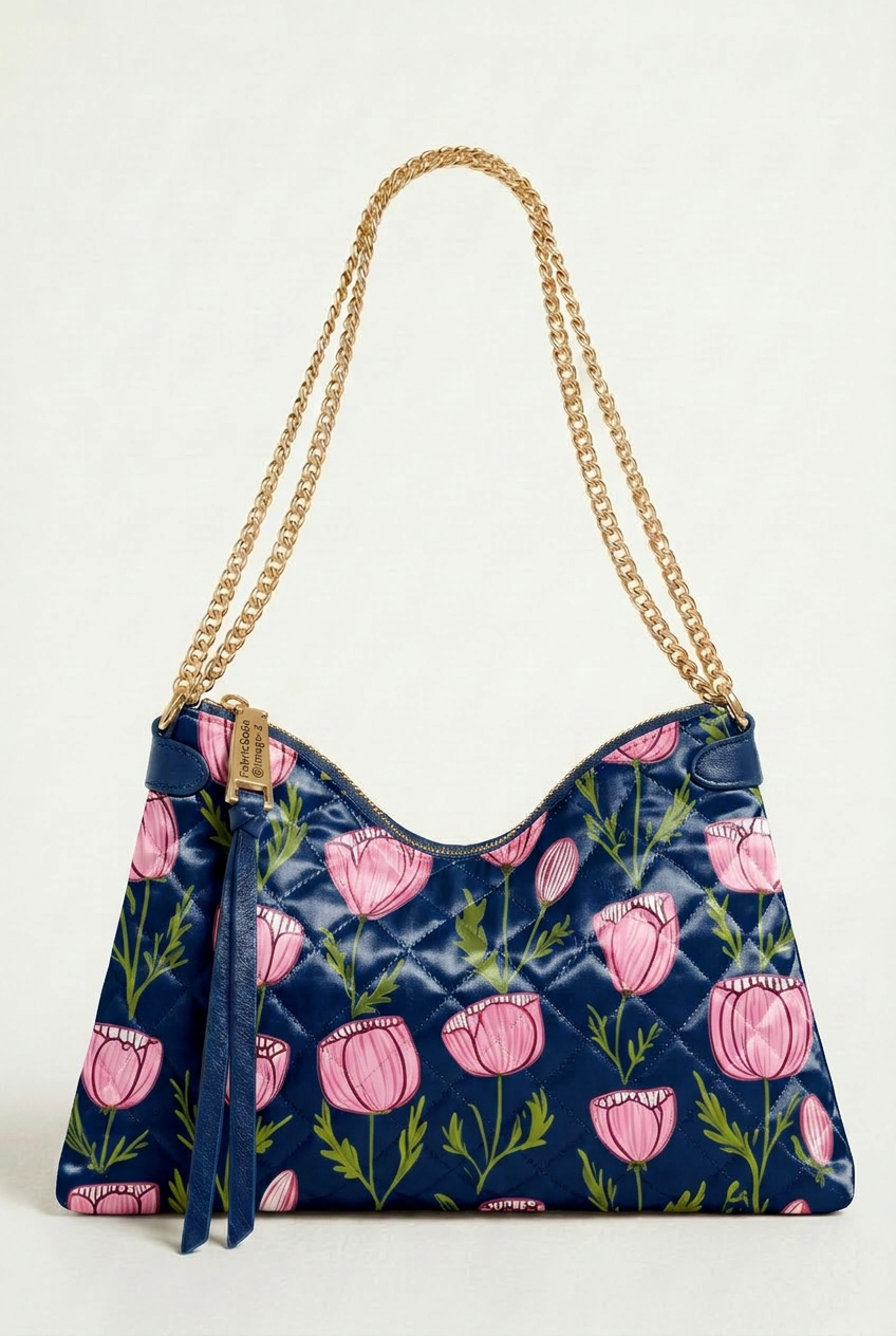 FS108 Pink Floral on Navy Seamless Pattern PNG